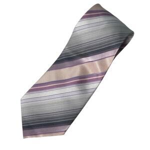 OK.c Microfiber Tie Gray Pink Stripes